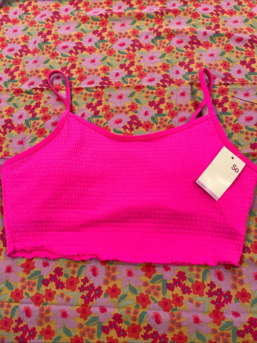 So bathing suit size XL juniors hot pink
